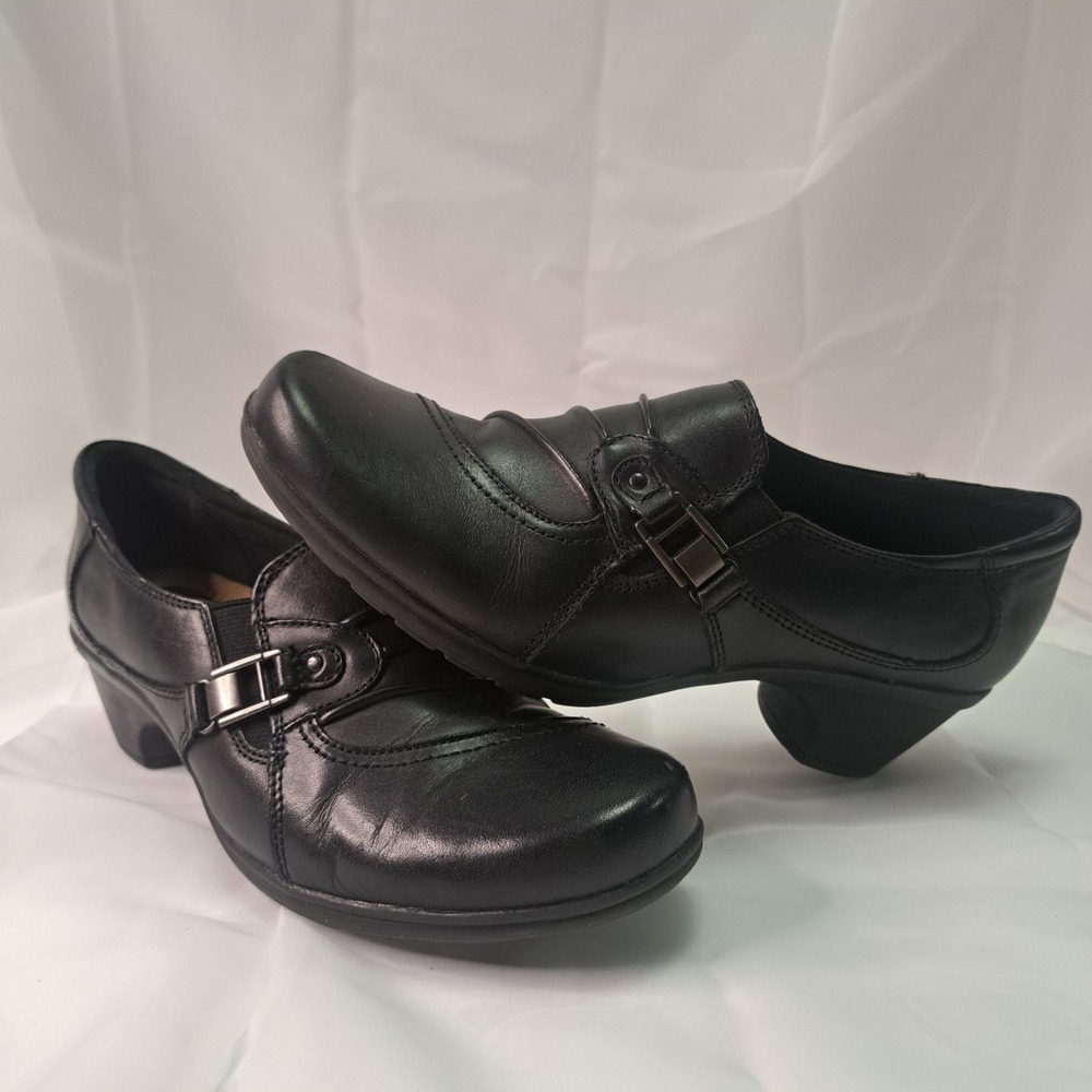Earth Origins Roxanne Black Leather Slip-On Comfort‎ Shoes Women's 9M Academia
